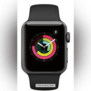 Apple Watch Series 3 38mm Aluminum Case w/ Black Sport Band Space Gray Aluminum